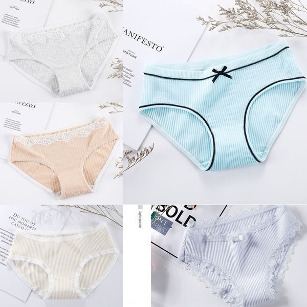 

women's lace shorts and shorts 100% pure cotton comfortable lace-edge mid-waist girls' seamless large size breifs, Black;white