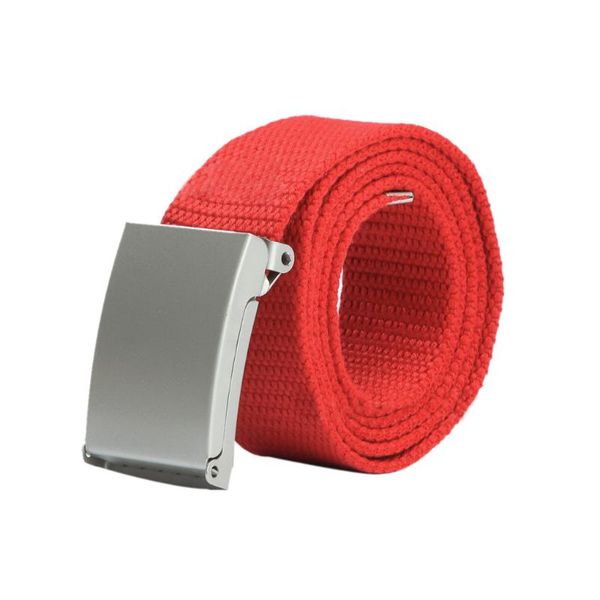 

men women boys plain webbing cotton canvas metal buckle belt 10 colors, Black;brown