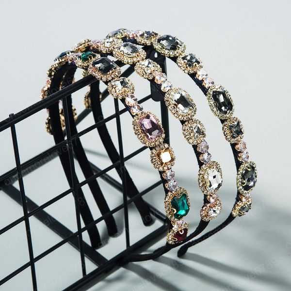 

simple hair band female full rhinestone anti-skid thin edge headband, Silver