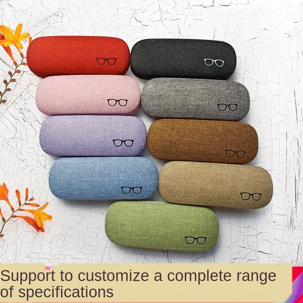 

linen case presbyopic case iron myopia presbyopic glasses box student glasses box, Blue