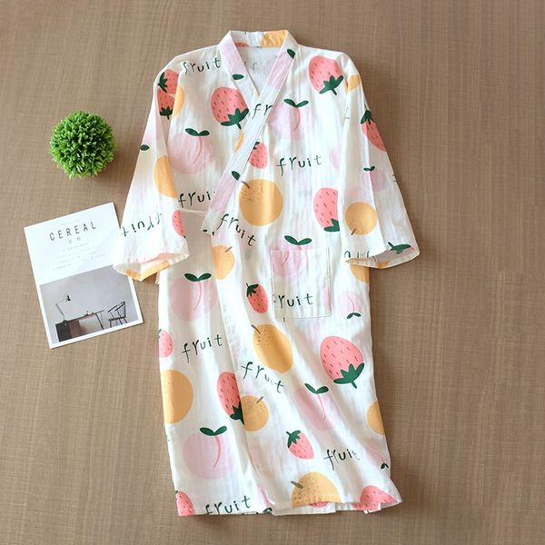 

spring home bathrobe pajamas gauze women's bathrobe kimono cardigan nightgown cotton pajamas sweat steaming clothes home clothes, Black;brown