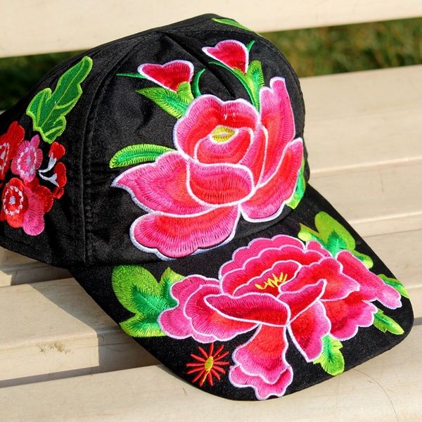 

yunnan ethnic embroidery empty sun hat sunshade baseball cap umbrella baseball cap embroidery travel hat factory, Blue;gray