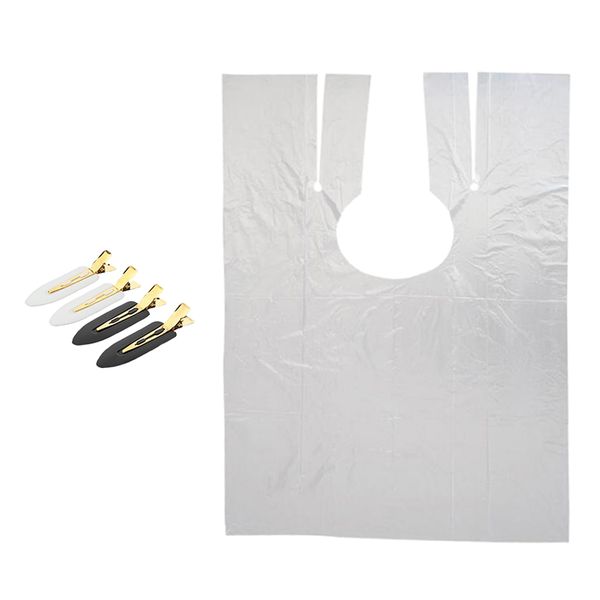 

50x disposable hair cutting cape gown stylist barber capes gowns w/hair clip