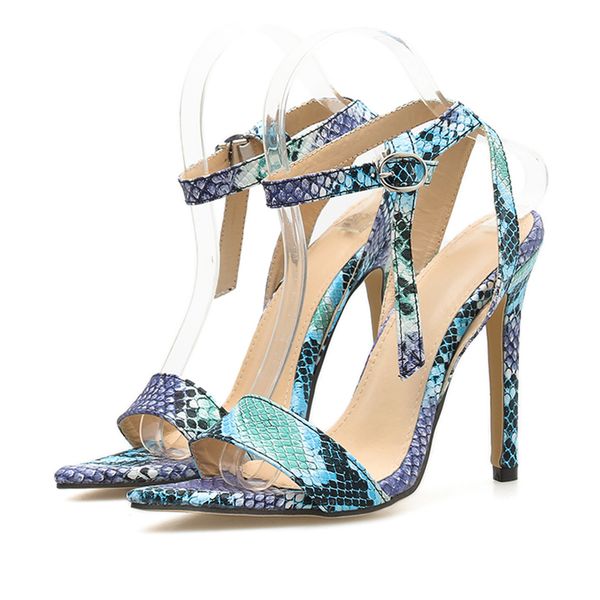 

fashion women sandals high heels dropshipping leopard print sandals high heels summer ankle strap square shoes plus size, Black