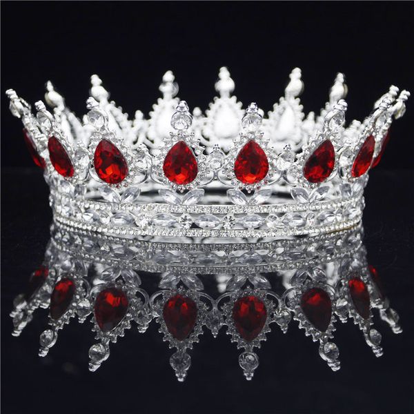 

crystal vintage royal queen king tiaras and crowns men/women pageant prom diadem ornaments wedding hair jewelry accessories y200727, White;golden