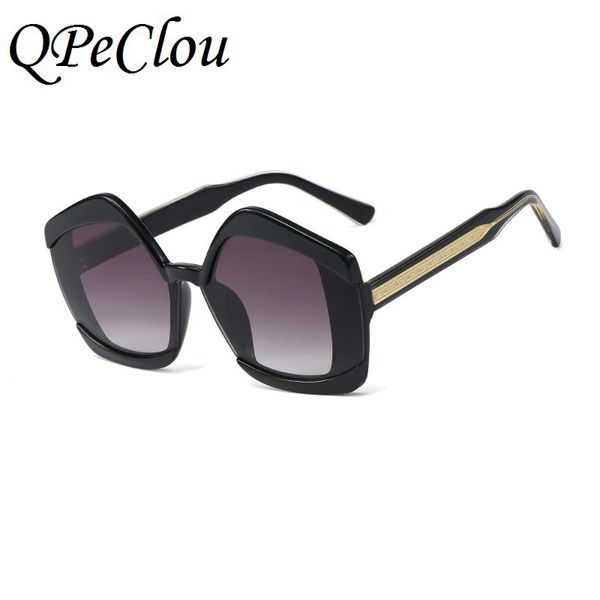 

qpeclou 2020 new fashion oversized cat eye sunglasses women brand designer big plastic frame sun glasses female irregular shades, White;black