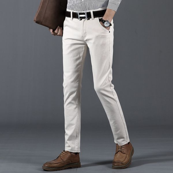 

men's pants 2021 autumn spring quick drying casual men brand-clothing solid straight trousers male quality stretch, Black