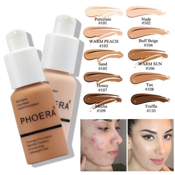 

30ml face foundation base makeup soft matte long wear liquid foundation oil control concealer full coverage