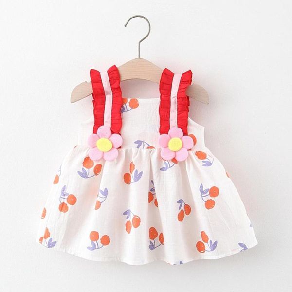 

camisole cute print dress for baby girl dresses sleeveless suspender backless summer beach dresses princess dress, Red;yellow
