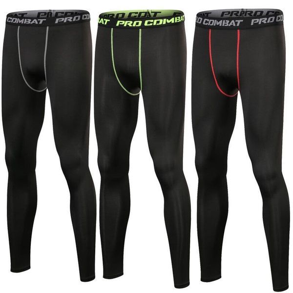 

men' fitness pants plus tight quick dry sports running workout leggings pro men outdoor gym breathable sweat slim fitness pants, Black;blue