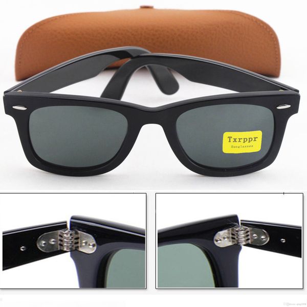 

new classic txrppr sunglasses bright black plank frame glass uv protection g15 lens man women sun glasses 50 54mm come brown box, White;black