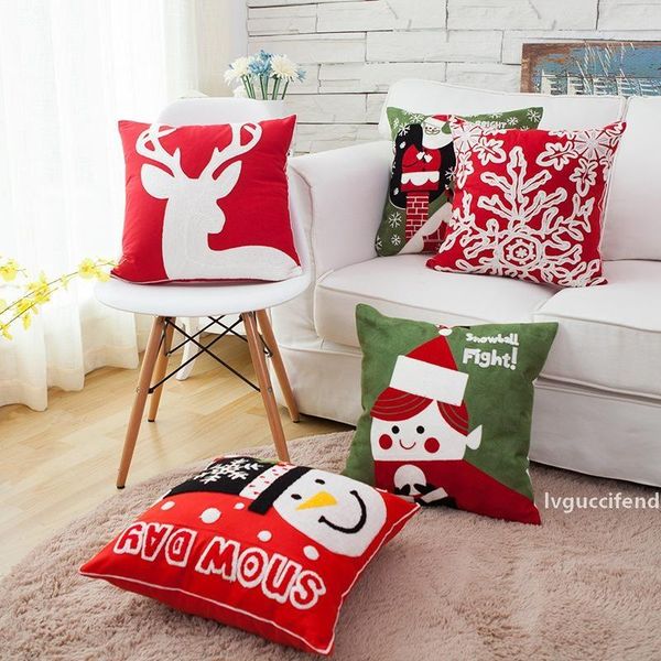 

2017 christmas cotton cushion cover 45*45cm printed pillow case sofa car home decorative soft cartoon cushion cover