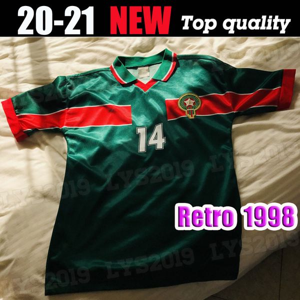 

retro classic 1998 world cup home morocco soccer jerseys hadji ouakili neqrouz bassir 98 retro football shirt size: s-xxl, Black;yellow