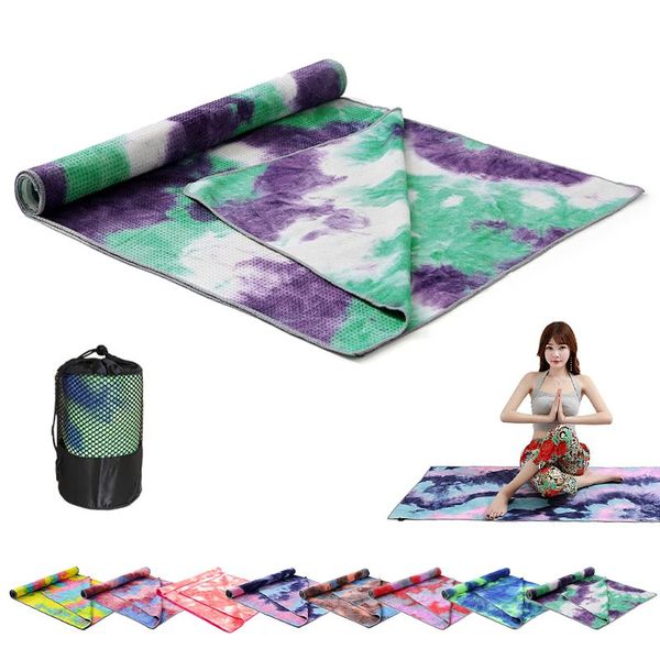 

yoga mat towel 185*63cm printed yoga towel non slip fitness workout mat cover for pilates gym blankets with mesh bag