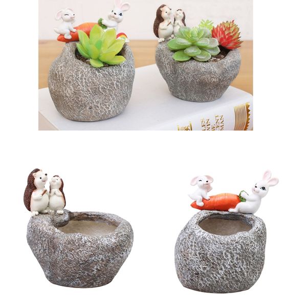 

2x succulent flower pot cute ornament deskfigurine plant container