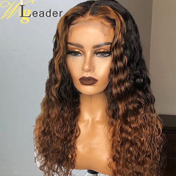 

l gf jh s wigleader highlight ombre remy human hair curlypreplucked gluelesswith baby hair curly wigs, Black