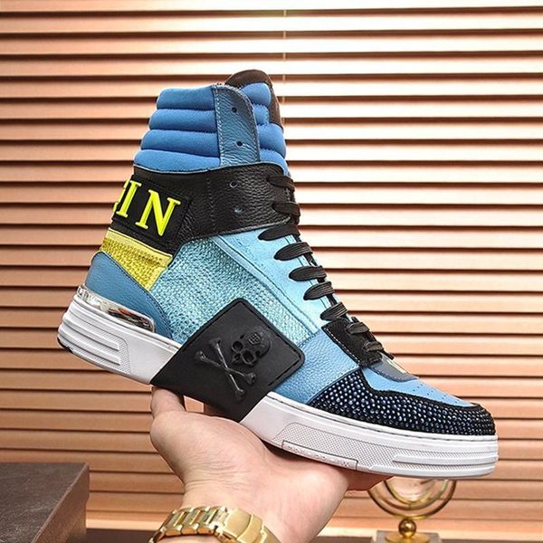 

phantom kick $hi -crystal sneakers men 's shoes new arrival fashion classic shoes style high lace -up casual comfortable men b, Black