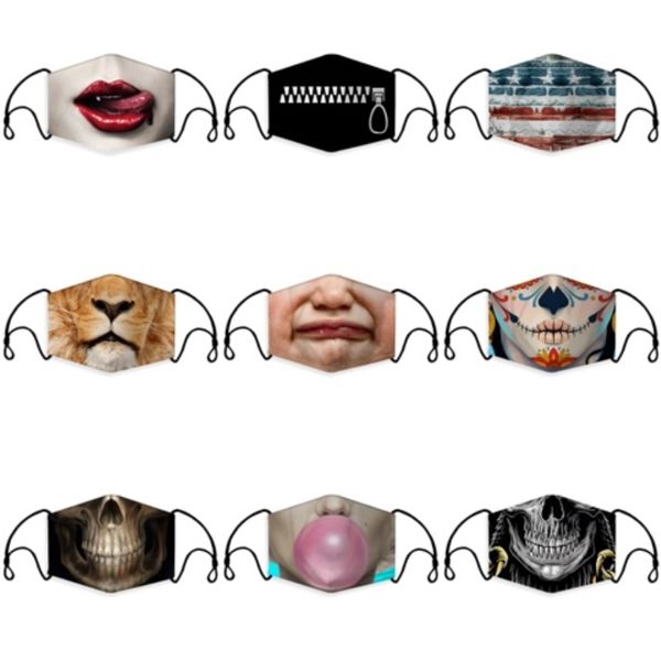 

28 patterns cotton dustproof mouth face mask anime cartoon lucky tooth women men muffle face mouth masks black creative masks#445