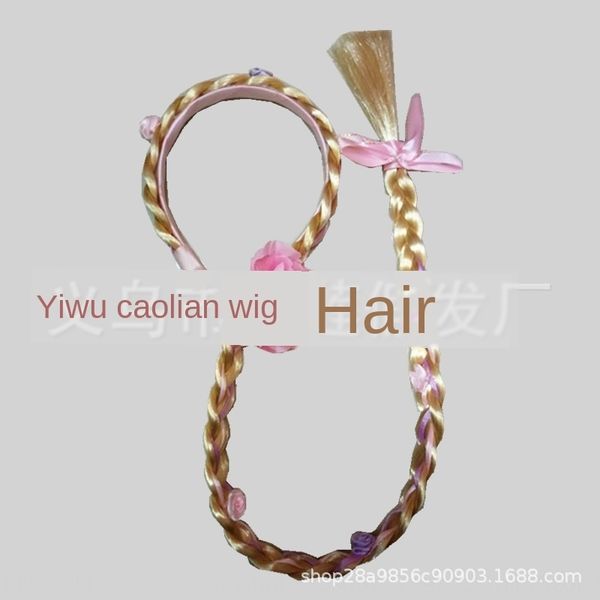 

children's cartoon accessories frozen princess aisha long braid hair band performance hair band wig prop wig dress-up props, Slivery;white