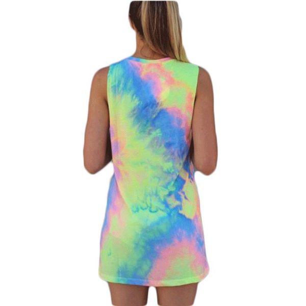 

casual dresses jaycosin women's dress summer clothes sleeveless strappy tie-dye gradient 3/4 sleeve beach mini vestidos drop 66, Black;gray