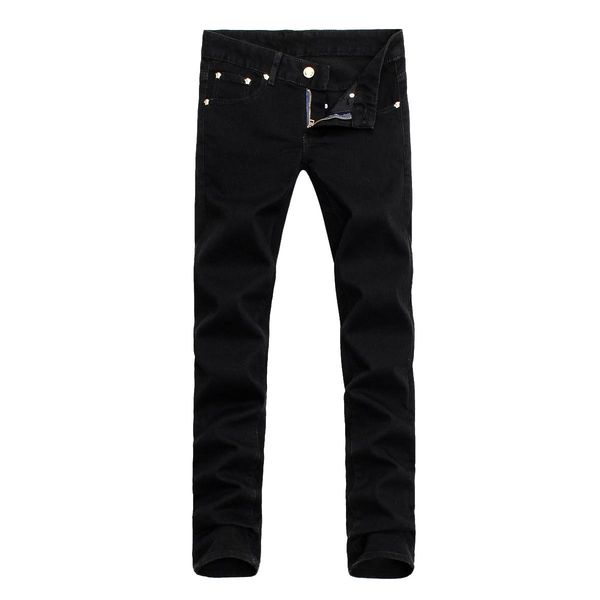 

2019 autumn new mens designer jeans black medusa print cotton slim feet casual stretch pants male mid-waist straight mens jeans plus size, Blue
