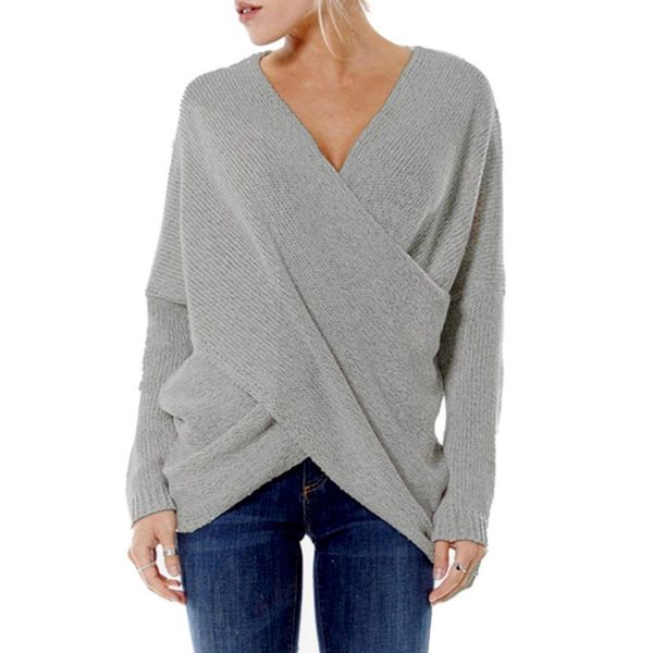 

sweater women autumn pullover 2020 winter sweaters women's full sleeve knitted v neck cross wrap loose sweaters poncho, White;black