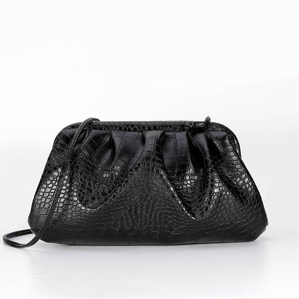 

women bag crocodile print bag cloud bag soft leather madame shoulder slant dumpling handbag clutches bags messenger bagmultifunction