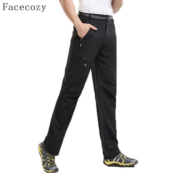

facecozy men summer quick dry sports pants thin breathable comfort pants camping trekking climbing hiking outdoor sport trousers, Black;green