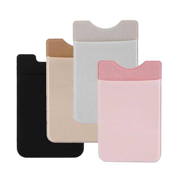 

4 colors lycra elastic adhesive mobile phone wallet credit id card holder sticker case pouch phone pocket for iphone xiaomi