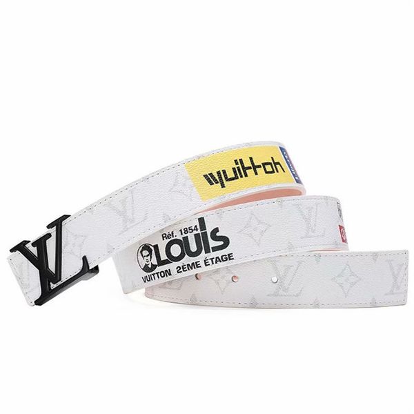 

3.8cm men belt womens genuine leather black and white color designer cowhide belt for mens luxury belt 024, Blue;gray