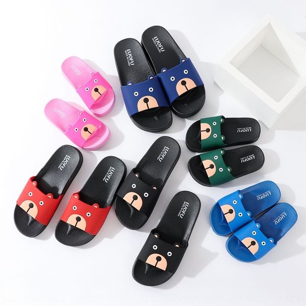 

couple' family of three parent-child anti-skid home cute slippers bear men' and women' outing slippers, Black;grey