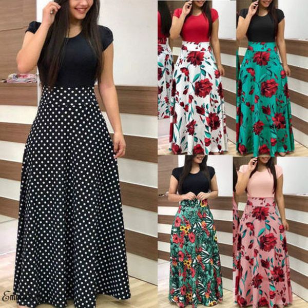 

women summer boho long maxi evening party skirt beach skirt floral skirt drop shipping, Black