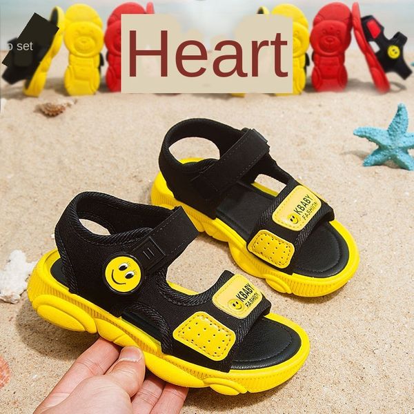 

children's bear girl's open toe 2019 and sandals new boys' soft bottom anti-skid sports sandals, Black;red