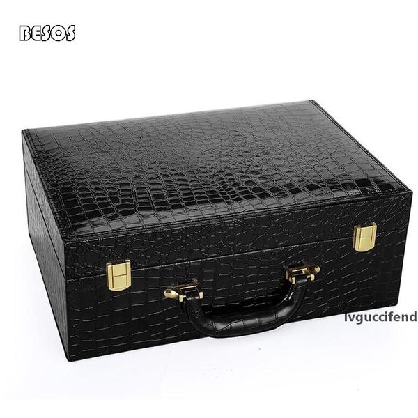 

high-end black brown crocodile grain flannelette lined new year party red wine shoes double buckle hand carry gift box b325d
