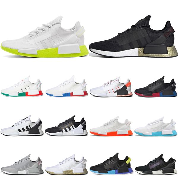 

core black white r1 v2 mens running shoes oreo mexico city grey metallic black gold munich sports sneakers trainers size 36-45