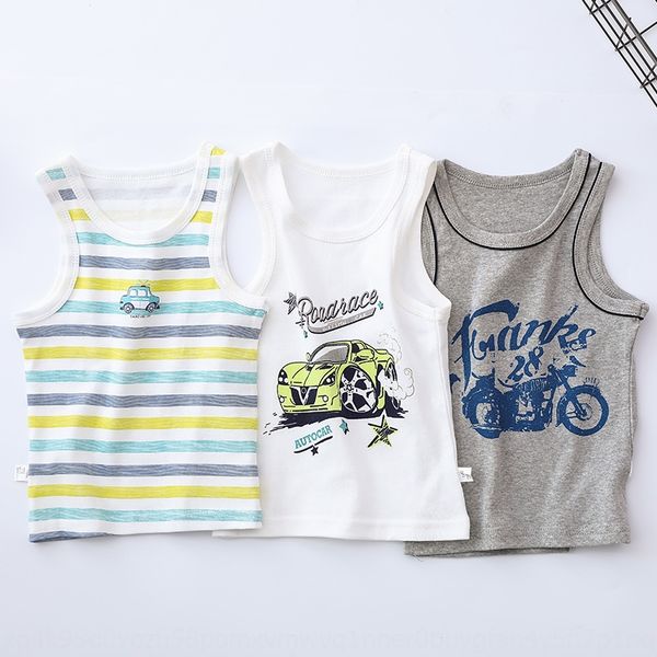 

children's i-shaped cotton girl's camisole printed summer sleeveless boy's korean style t-shirt base vest vest outside wear b, Blue