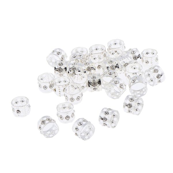 

60pcs crystal hair cuffs aluminum dreadlock beads diy hairstyle braid silver