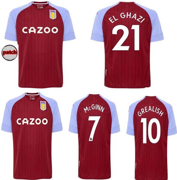

20 21 aston villa soccer jersey home 2020 2021 samatta targett grealish wesley douglas luiz mcgim el ghazi men kit football shirts, Black;yellow
