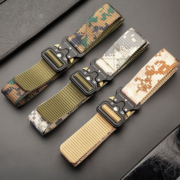 

2020 outdoor hunting tactical belt men multifunctional buckle training belt 3.8cm nylon climbing belts sports accessori, Black;gray