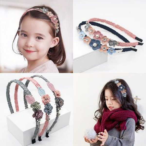 

cinkg children's hair headdress headdress band sweet anti-skid cute princess girl korean flower hairpin headwear children's studen, Slivery;white