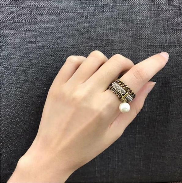 

new d-home ring dijiachao multi layer pearl retro ring, Golden;silver