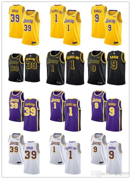 

mens womens youth los angeles lakers 39 dwight howard 1 kentavious caldwell-pope 9 rajon rondo custom basketball jerseys, Black;red