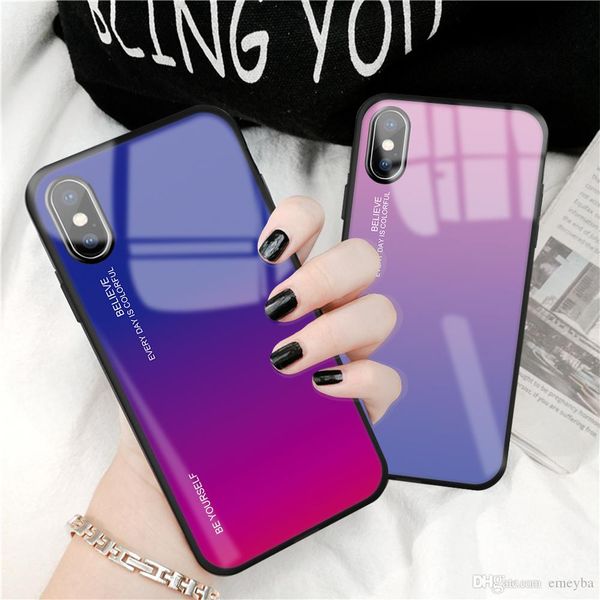 

gradient phone shell for iphone 11 pro xs max xr x 8 7 6 6s plus tempered glass back cover colorful samsung s10 s8 s9 plus note 9 note10
