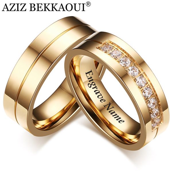 

wedding rings for women men couple promise band stainless steel engagement jewelry, Golden;silver
