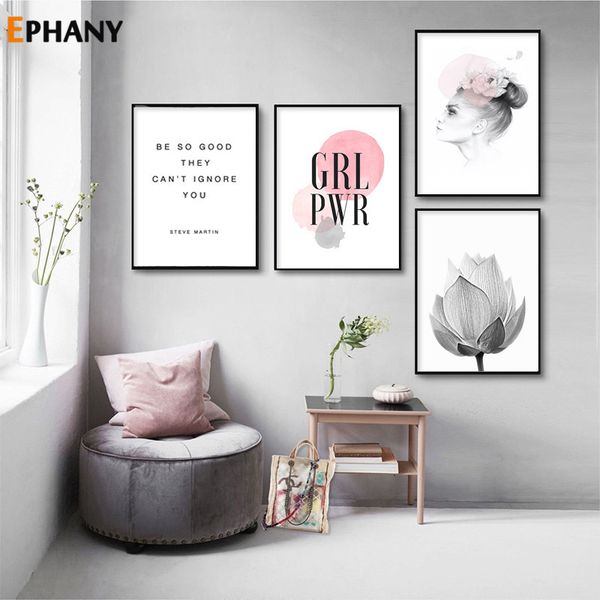 

girl power confident quotes wall art canvas poster minimalist print black white women figure painting picture living room decor