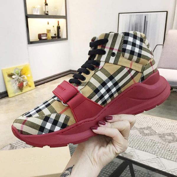 

vintage check cotton sneakers mens boots fashion classic lightweight shoes high plus size casual sports men shoes drop ship, Black