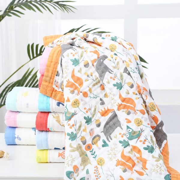 

printed baby blanket children's quilt six-layer high density wide children's quilt