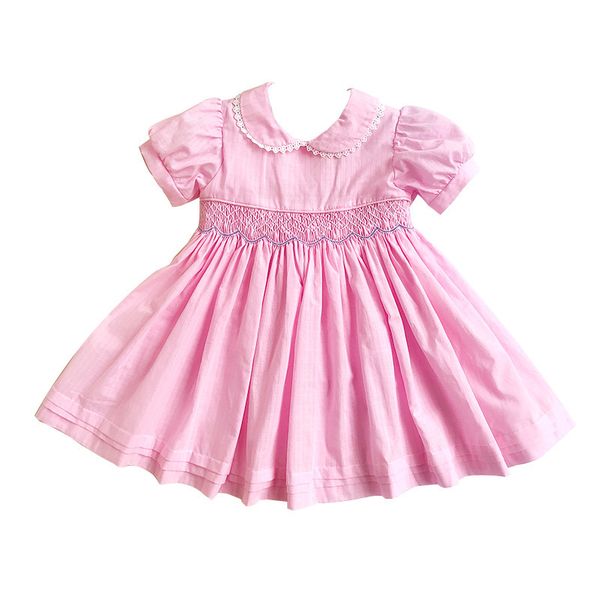 

2019 summer new arrivals charlotte princess dresses super soft pure cotton sweet smocking hand-made cables girls party dress t200709, Red;yellow