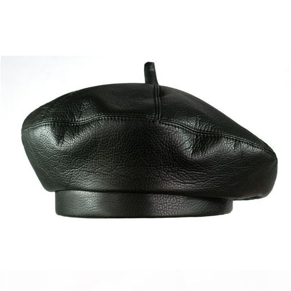 

e 4 colors women berets leather breathable pu without octagonal cap fashion solid color lady berets, Blue;gray
