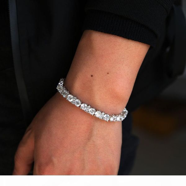 

2018 lab diamond bracelet cubic zirconia tennis chain women men couple wedding engagement silver plated iced out bling jewelry, Golden;silver